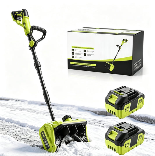 21V Cordless Snow Shovel with 2 Batteries, Adjustable Handle & Directional Chute