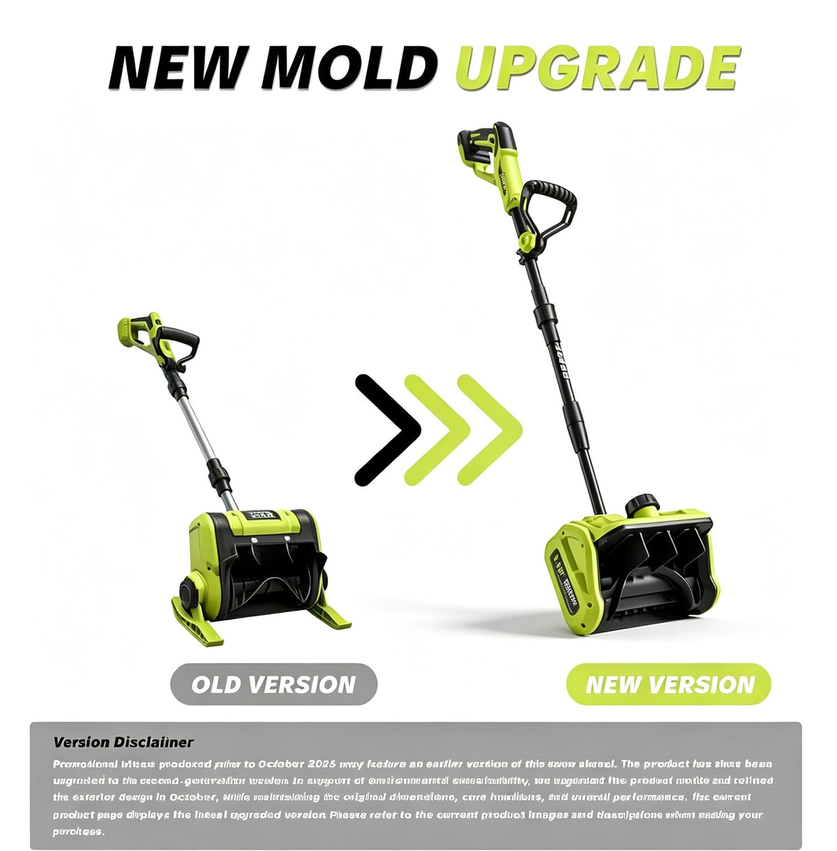 21V Cordless Snow Shovel with 2 Batteries, Adjustable Handle & Directional Chute