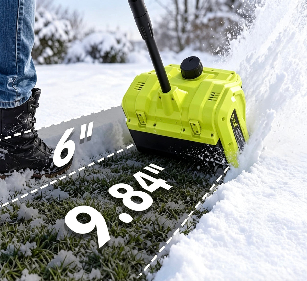 21V Cordless Snow Shovel with 2 Batteries, Adjustable Handle & Directional Chute